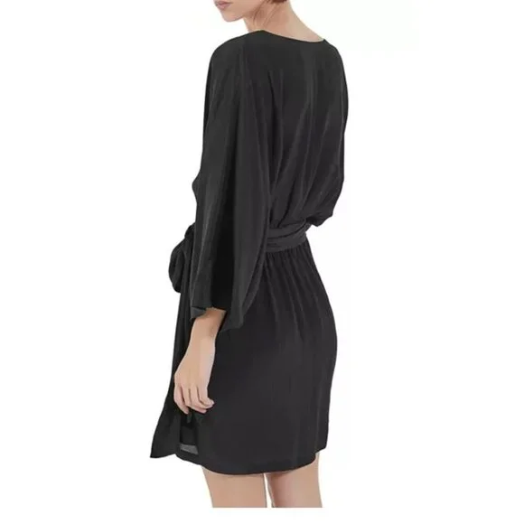 THE KOOPLES Black Women's Belted Modern Kimono Dress Size S Boho Classy Cocktail - Picture 3 of 7